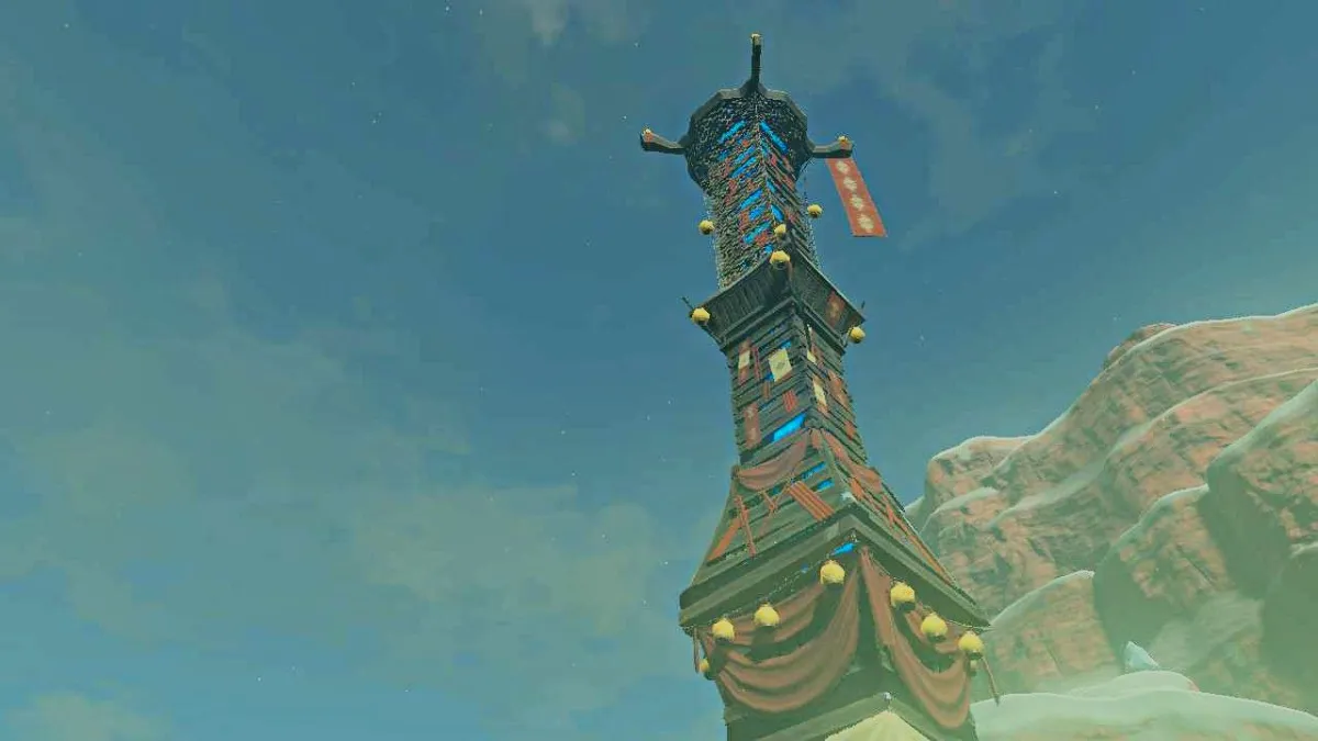 the Gerudo Highlands Skyview Tower in Tears of the Kingdom ...