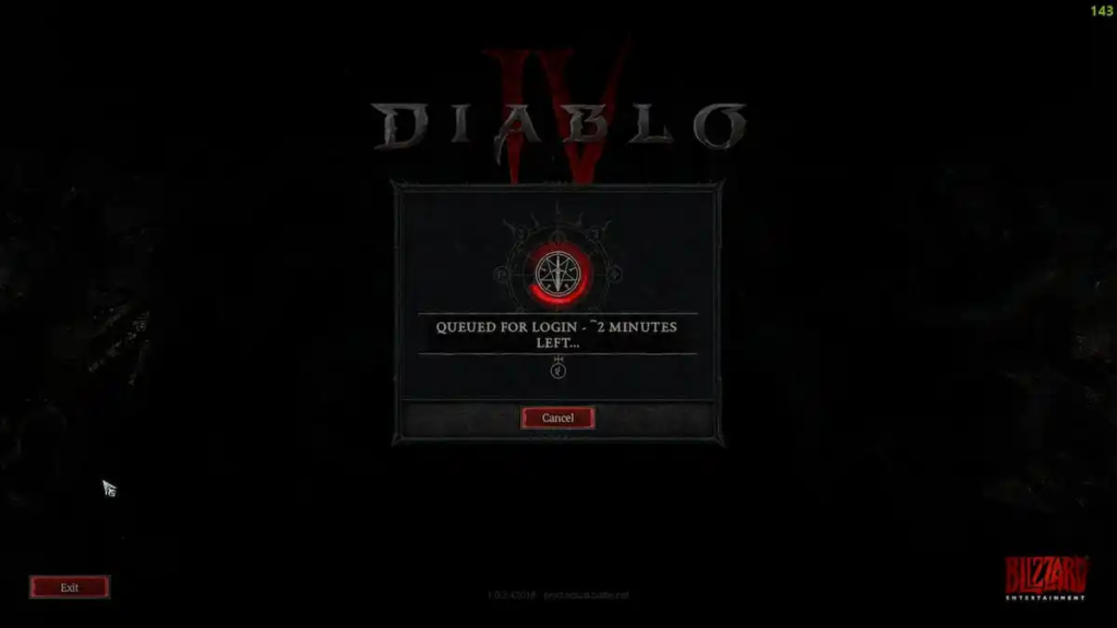 Diablo 4 queued for login